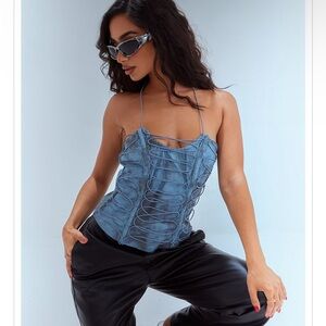 Pretty little thing lace up crop corset top